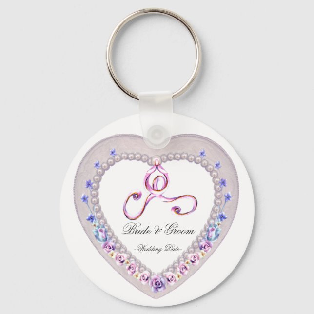 Heart Wedding Favor Chaveiro (Frente)