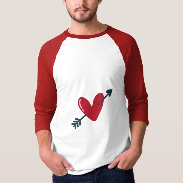 Heart With Arrow Valentine Minimal T-Shirt (Frente)