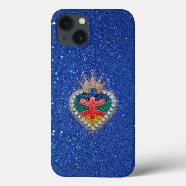 heart with the Amazigh flag in a bright glitter (Verso)
