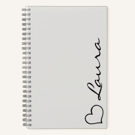 Heart Your Name Script Custom Gift Notebook