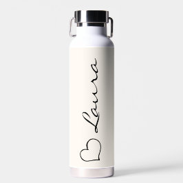 Heart Your Name Script Custom Gift Water Bottle