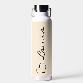 Heart Your Name Script Custom Gift Water Bottle