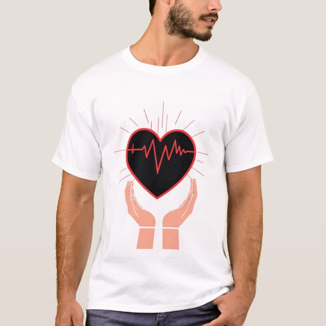 Heartbeat in Hands Nurse T-Shirt (Frente)