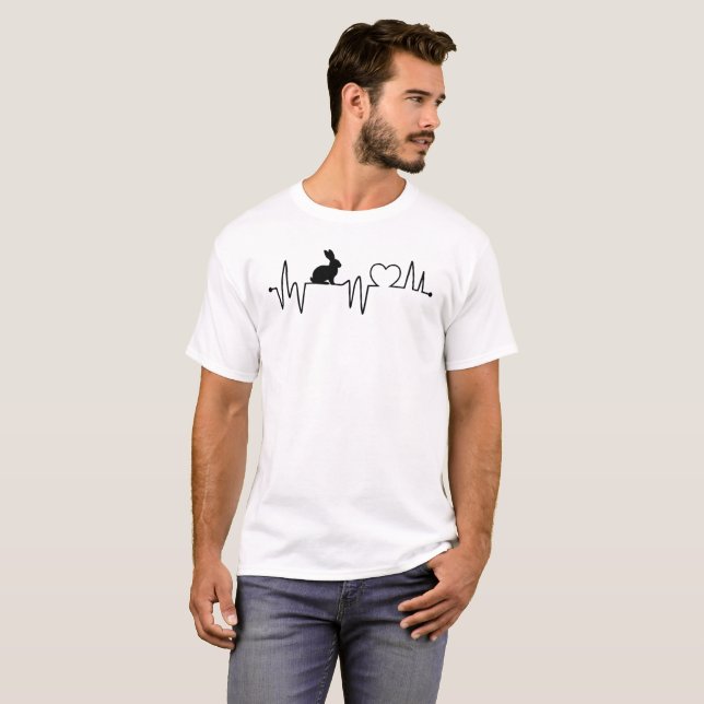 Heartbeat Line and Love with Rabbit T-shirt (Frente Completa)