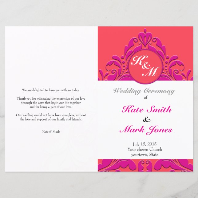 HeartParty - Raspberry e Magenta Damask Heart (Frente)