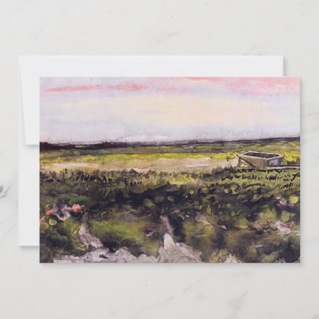 Heath com um Wheelbarrow por Vincent van Gogh (Frente)