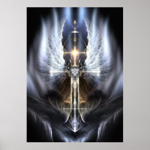 Heaven Angel Wing Cross Fractal Art Poster ORG