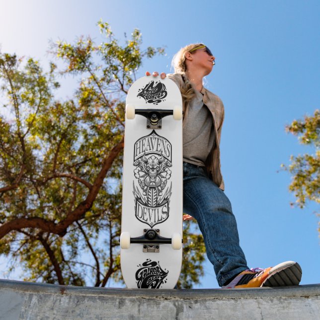 Heavens Devils – Skull Biker Skateboard Deck (Ao ar livre 1)