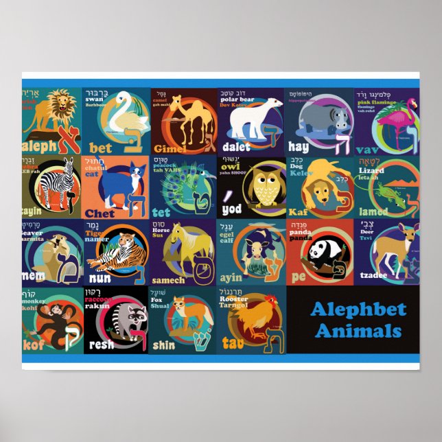 Hebraico - Poster de alfabeto (Frente)