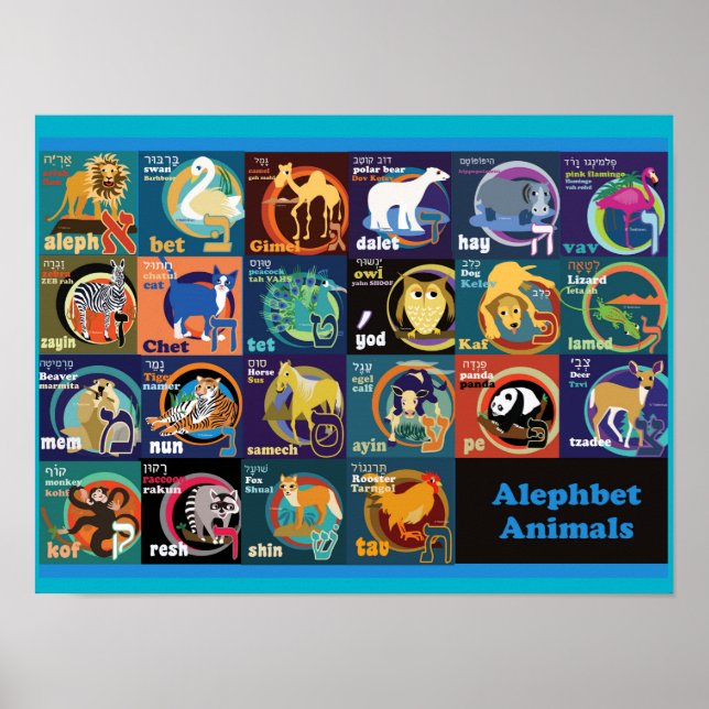 Hebraico - Poster de alfabeto (Frente)