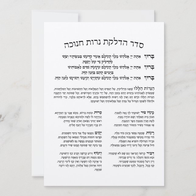 Hebraw Hadlakat Nerot Chanukah - Bençando Menorah (Frente)