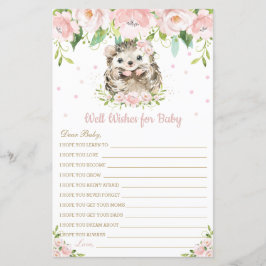 Hedgehog Pink Floral Bem Desejos para Bebê