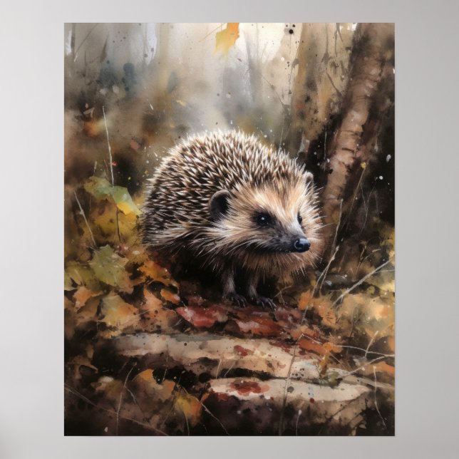 Hedgehog Woodland Animal Art Impressão (Frente)