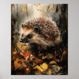 Hedgehog Woodland Animal Art Impressão