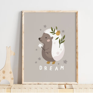Hedgehog Woodland Animal Dream Poster   Impressão 