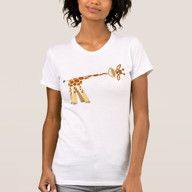 Hee Hee Hee! Cartoon Giraffe - T-shirt feminina (Frente)