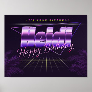 Heidi Name Vorname lila retro Poster Geburtstag