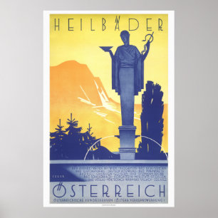 Heilbäder Österreich Áustria Poster vintage 1935