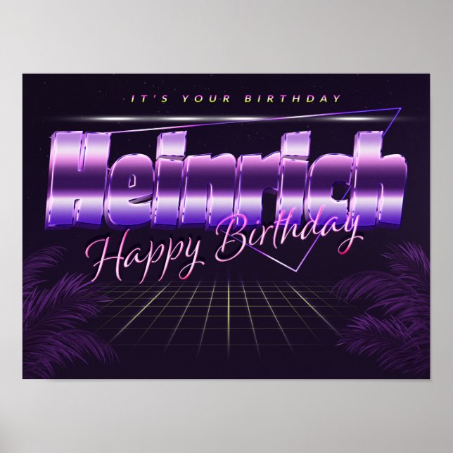 Heinrich Name Vorname lila retro Poster Geburtstag (Frente)