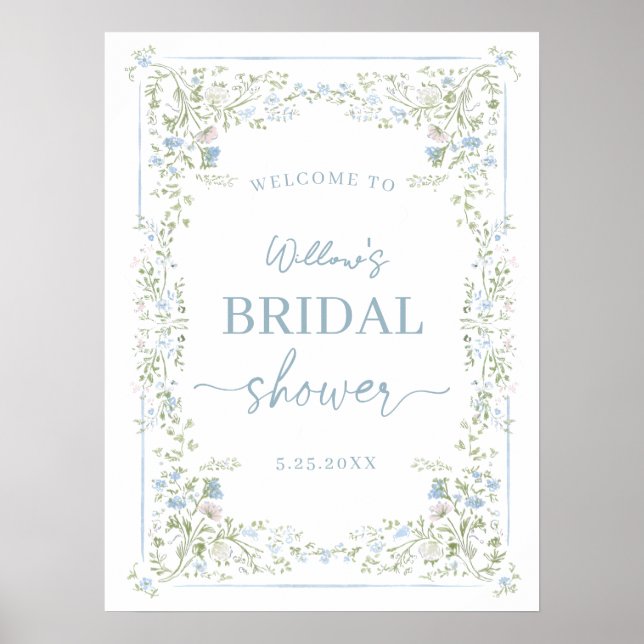 Heirloom Hydrangea Bridal Shower Welcome Poster (Frente)
