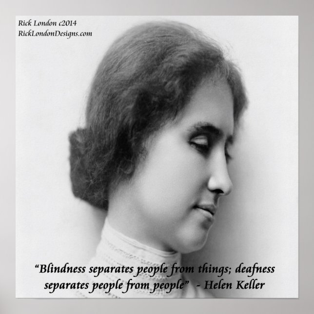 Helen Keller e Poster de Cegos/Surdos Famosos (Frente)