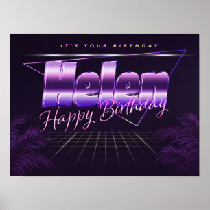 Helen Name Vorname lila retro Poster Geburtstag