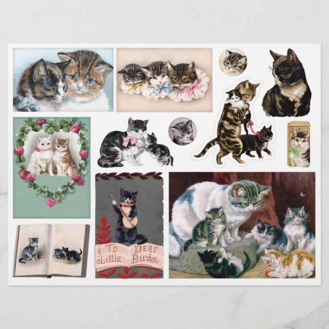 Helena Maguire Vintage Cat Art Ephemera Fussy Cuts (Frente)