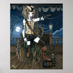 "Helena" Sky Pirate Navio Moon Fae Poster