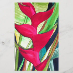 Heliconia Lobster Claw, flor de aquarela tropical