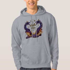 Hello 2026 Dual Dragon Fire Pullover Hoodie
