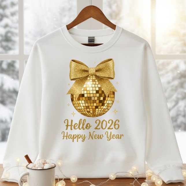 ✨ Hello 2026 Happy New Year Disco Ball T-Shirt (Criador carregado)