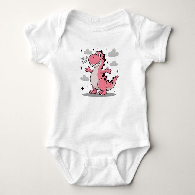 Hello Dude Kids Pink Dinosaur T-Shirt (Frente)