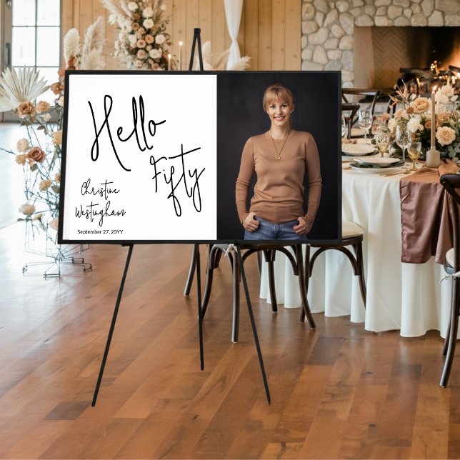 Hello Fifty Photo 50th Birthday Party Poster (Criador carregado)