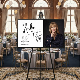 Hello Fifty Photo 50th Birthday Party Poster
