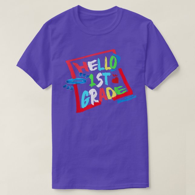 Hello First Grade Back To School Funny T-Shirt (Frente do Design)