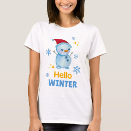 Hello Winter Cute Snowman T-Shirt for Kids & Adult