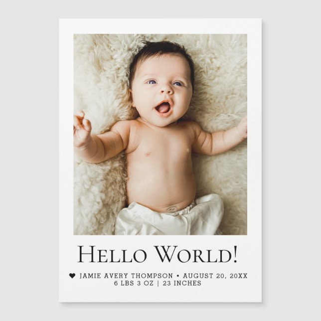 Hello world  Baby Photo Birth announcement (Frente)