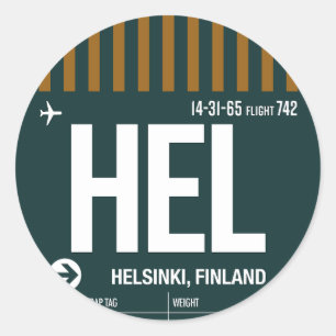 Helsinki - Adesivo Redondo Travel Tag