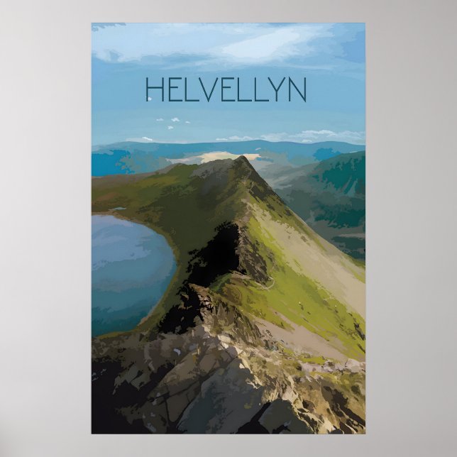 Helvellyn Mountain Travel Poster (Frente)