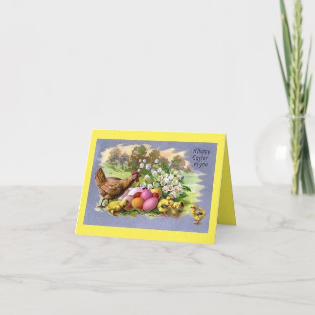 Hen Com Cartão De Férias De Pintinhos (Frente)