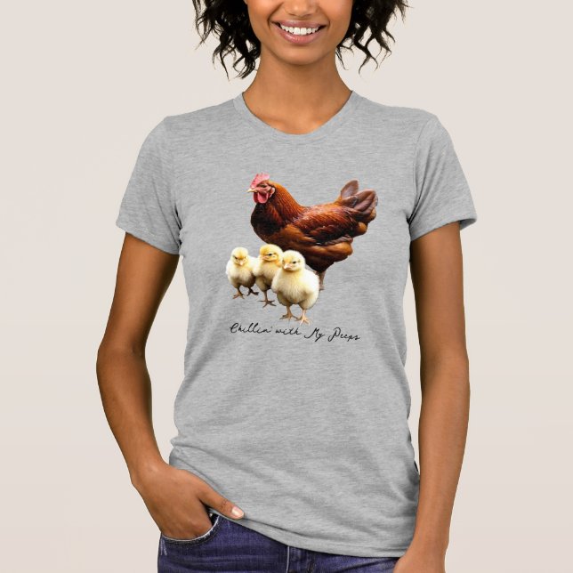 Hen com Pintinhos T-shirt (Frente)