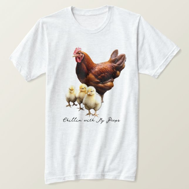 Hen com Pintinhos T-shirt (Frente do Design)