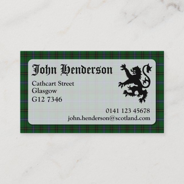 Henderson Tartan Cartão de visita (Frente)