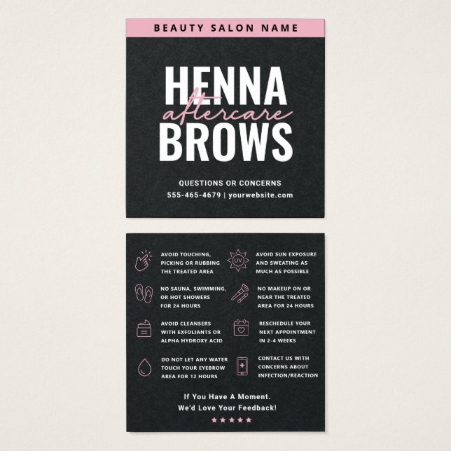 Henna Quadrado Preto Premium - Henna - Brows Care  (Frente & Verso)