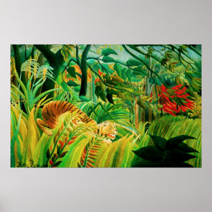 Henri Rousseau Tiger em um Poster de Tempestade Tr