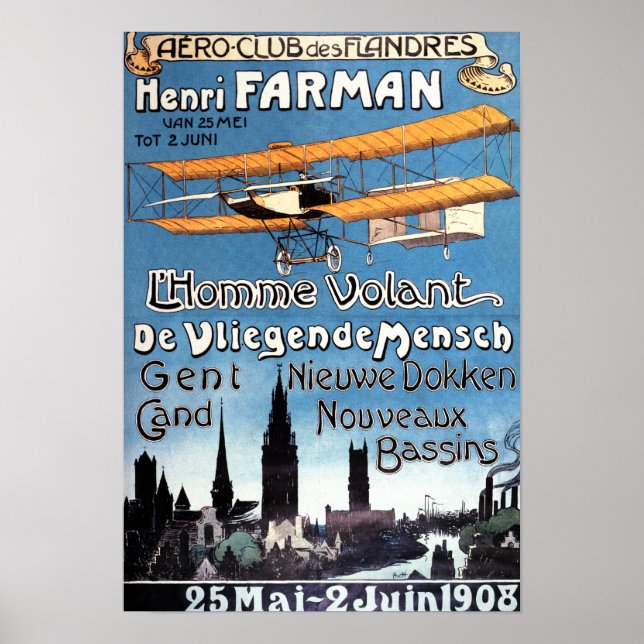 Henry Farman voa o Poster do Homem Voador (Frente)