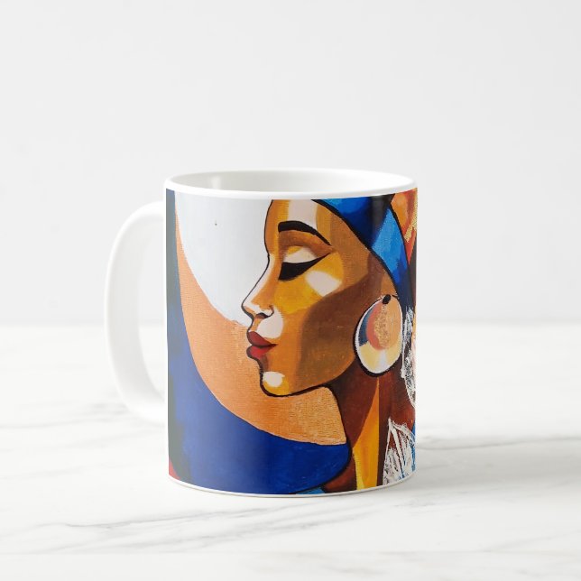 Herança Dourada: Caneca de Café Rainha Africana (Frente Esquerda)