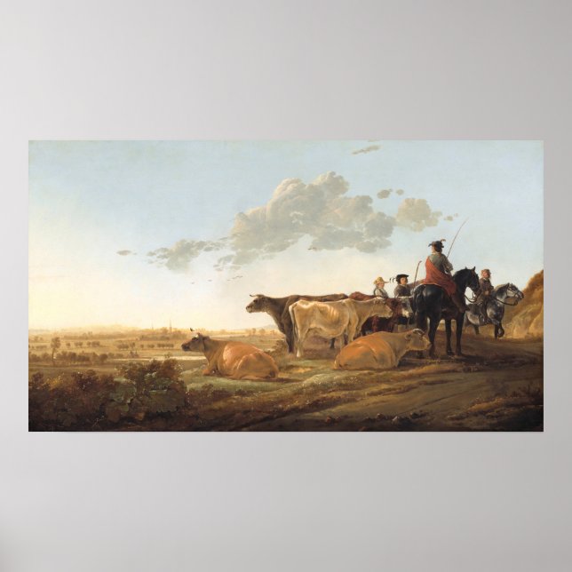 Herdsmen - Aelbert Cuyp Fine Art Poster (Frente)