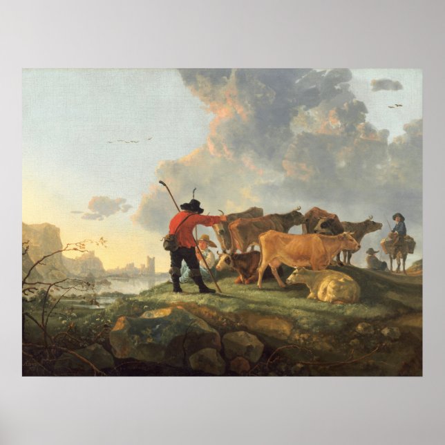 Herdsmen - Aelbert Cuyp Fine Art Poster (Frente)