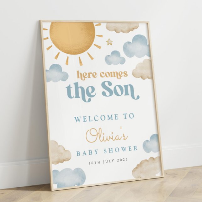 Here Comes The Son Baby Shower Poster (Criador carregado)